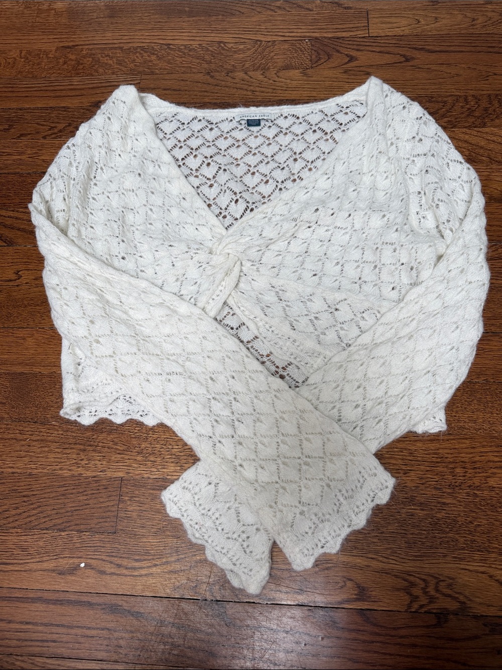 White Knit Twist-Front Women's Sweater